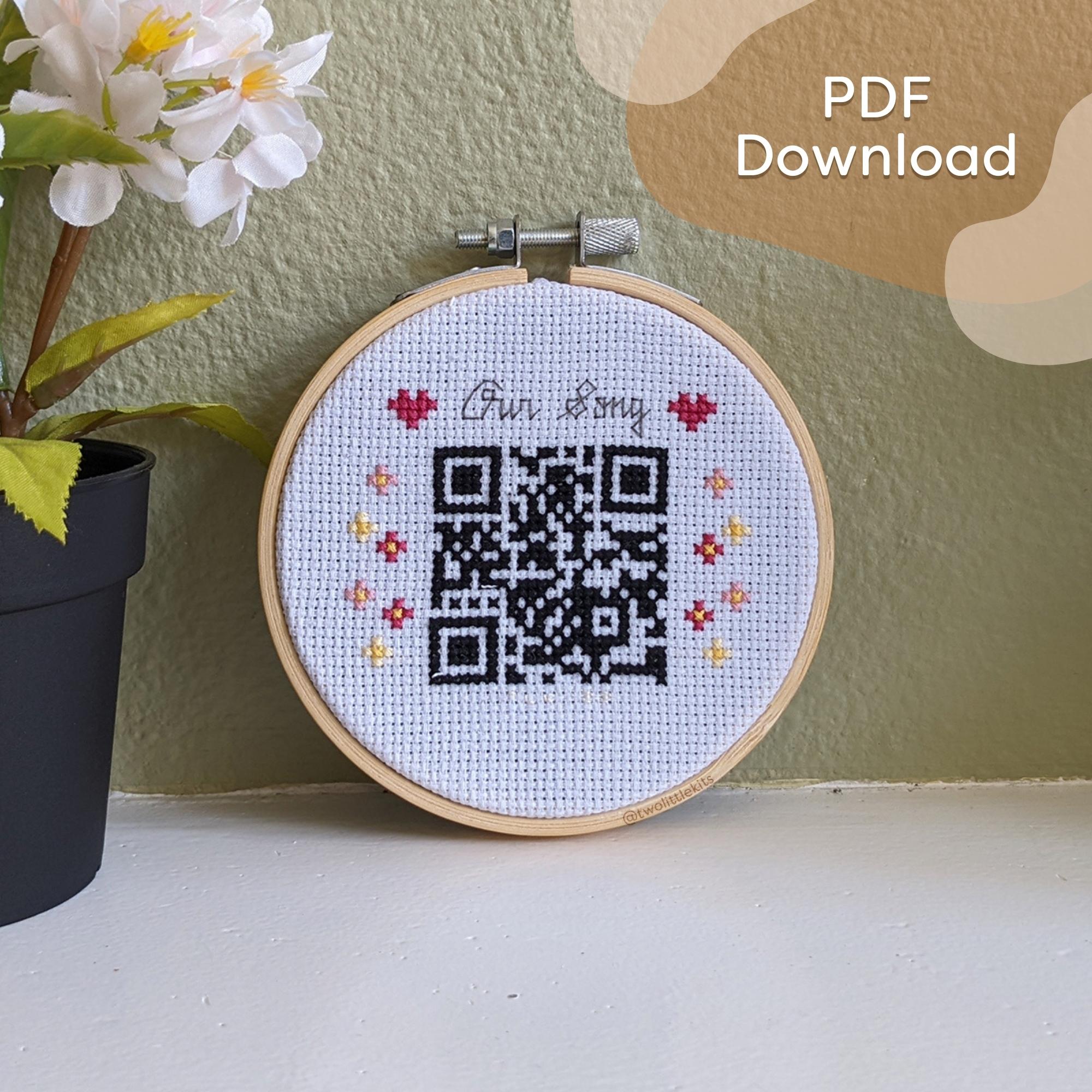 Rick Roll QR Code a Cross Stitch pattern by The Retro Stitcher