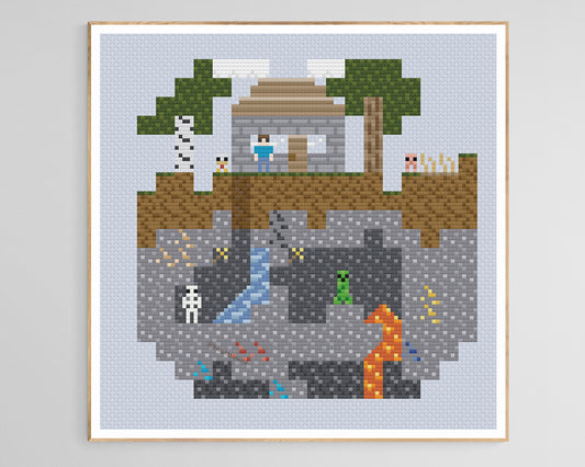 "Minecraft World" - Cross-Stitch Pattern
