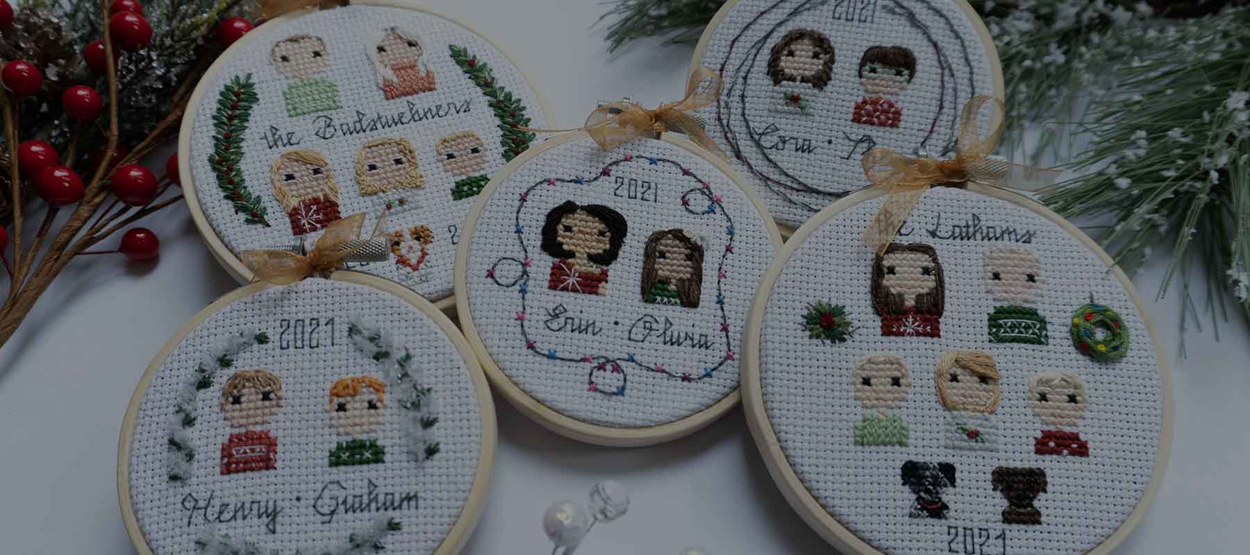 2021 Family Ornaments: My First Year of Stitching Portrait Keepsake