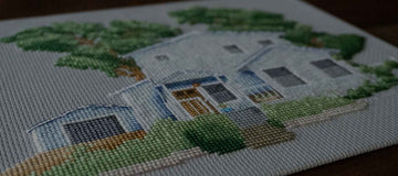 Finished Piece: The Blue Cross-Stitched House