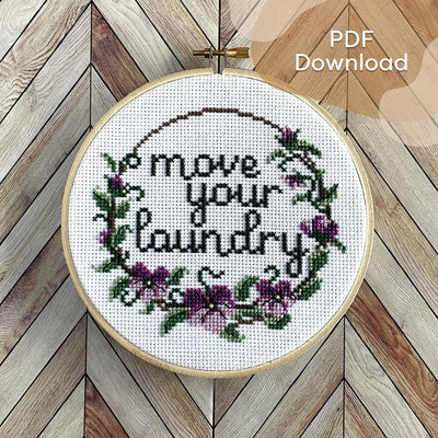 "Move Laundry" cross-stitch pattern