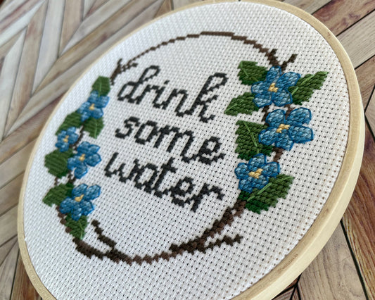 "Drink Water" - Cross-Stitch Pattern
